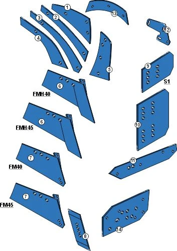 Explosionszeichnung Frost Pflugkörper Typ ST - 10mm